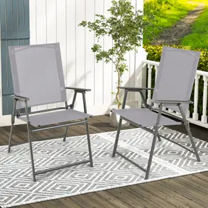 Costway 2 Pieces Patio Folding Chairs Outdoor Portable Dining Chairs with Armrests