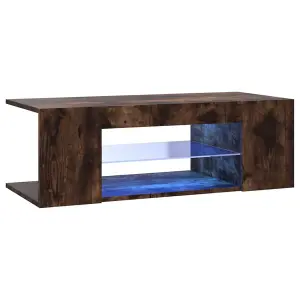 Berkfield TV Cabinet with LED Lights Smoked Oak 90x39x30 cm