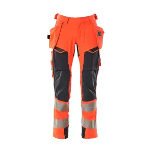 Mascot Accelerate Safe Trousers with Holster Pockets - Hi-Vis Red/Dark Navy   (30.5) (Leg Length - Short)