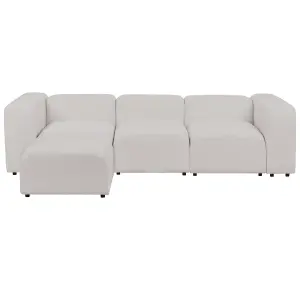 3 Seater Modular Boucle Sofa with Ottoman Light Grey FALSTERBO