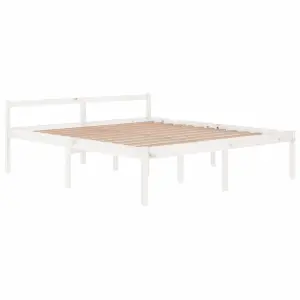 Berkfield Bed Frame White Solid Wood Pine 180x200cm Super King Size