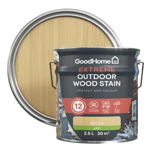 GoodHome Extreme Outdoor Light Oak Satin Quick dry Wood stain, 2.5L