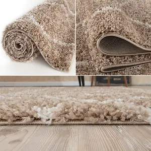 Moroccan Shaggy Beige Living Room Rug 820