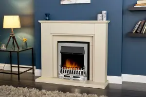 Adam Greenwich Fireplace in Stone Effect with Blenheim Electric Fire in Chrome, 45 Inch