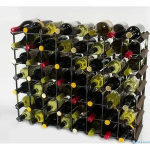 Liddle 56 Bottle Wine Rack Dark Oak Stained Pine / Galvanised Steel