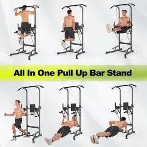 Power Tower Dip Station Pull Up Bar, Adjustable Height Multi-Function Power Tower,Push Up Workout Abdominal Exercise for Home Gym