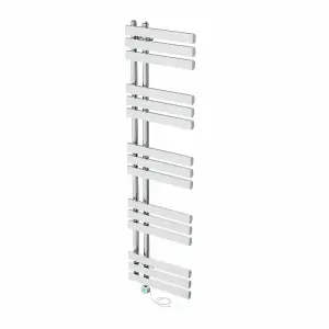 Rinse Bathrooms Designer Electric Thermostatic Heated Towel Rail D Shape Bathroom Ladder Style Radiator Warmer 1600x450mm Chrome