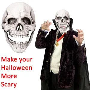 SHATCHI Latex SKULL Pumpkin Mask Creepy Halloween 3D Full Head Mask  White