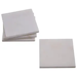 Maison by Premier Kindia Set Of Four White Marble Square Coasters