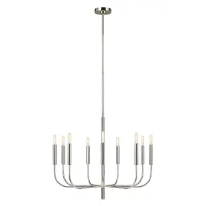 9 Bulb Chandelier Ceiling Light Highly Polished Nickel LED E14 60W