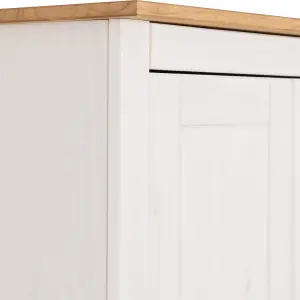 Panama 2 Door Wardrobe in White and Natural Wax Finish