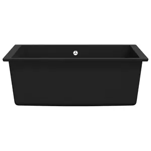 Berkfield Kitchen Sink with Overflow Hole Black Granite