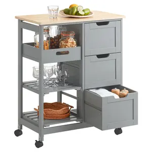 Ryland Wood Kitchen Cart Grey / Natural