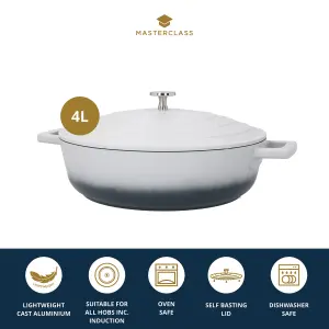 MasterClass Cast Aluminium 28cm Shallow Casserole Dish, Grey Ombre