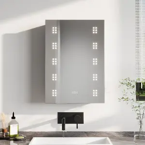 Wall-mounted LED Mirror Single Door Storage Cabinet with Sensor 70 x 50cm