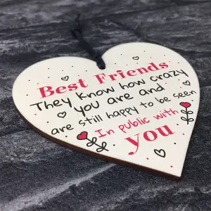 Red Ocean Best Friend Birthday Gift Friendship Sign Shabby Chic Handmade Wood Hanging Heart Thank You Keepsake Plaque