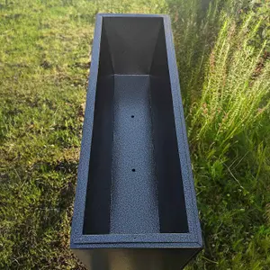 75cm Long Zinc Galvanised Graphite Black Textured 90cm Tall Trough Planter