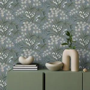 Superfresco Easy Duck Egg Floral Embossed Wallpaper