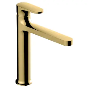 RAK Portofino Mid Height Brushed Gold Modern Basin Mixer Tap Solid Brass