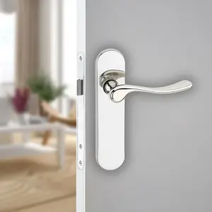 URBNLIVING 174mm Length 12 Pcs Berkshire Metal & Polished Nickel Lever Latch Door Plain Handle Set