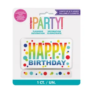 Unique Party Flashing Spotted Birthday Cake Topper Multicoloured (One Size)