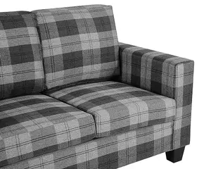 Dakota Grey Tartan  Sofa 2 Seater Cushioned Settee Modern Living Home Couch Sofa in A Box