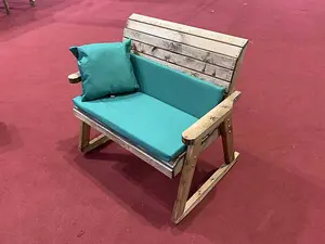 Bench Rocker with Cushions - W120 x D77 x H102 - Fully Assembled - Green