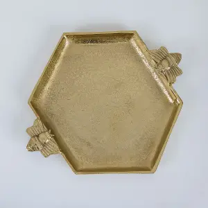 Melody Maison Gold Hexagon Honeycomb Bumblebee Tray