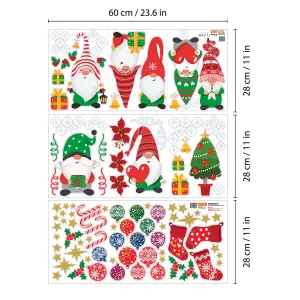 Walplus Xmas Gnomes And Colourful Baubles Window Clings Rooms Décor