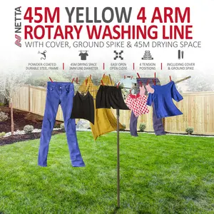 NETTA 45M Rotary Washing Line Yellow