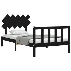 Berkfield Bed Frame with Headboard Black 100x200 cm Solid Wood