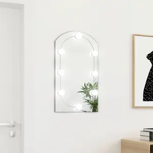 Berkfield Mirror with LED Lights 70x40 cm Glass Arch