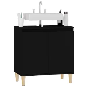 Berkfield Sink Cabinet Black 58x33x60 cm Engineered Wood