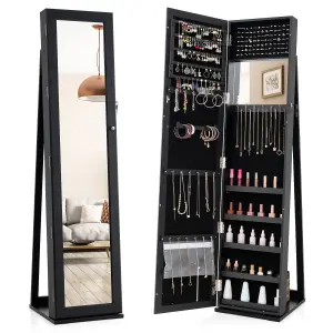 Costway 3-in-1 Jewelry Cabinet Full-Length Mirrored Jewelry Armoire Storage Organizer