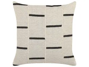 Throw Cushion ABIES Cotton 45 x 45 cm Striped Block-Printing Beige