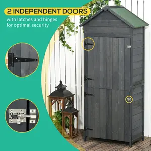 Wooden Garden Shed Outdoor Shelves Utility Tool Storage Cabinet