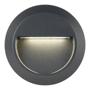 GoodHome Matt Dark grey Mains-powered Neutral white LED Round Deck light