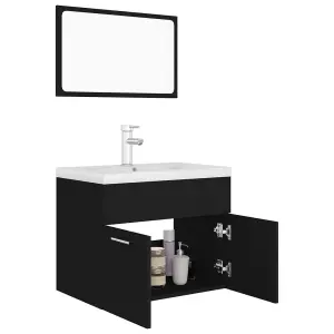 Berkfield Bathroom Furniture Set Black Engineered Wood