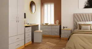 Lancaster Triple Mirror Wardrobe in Cream & Oak (Ready Assembled)