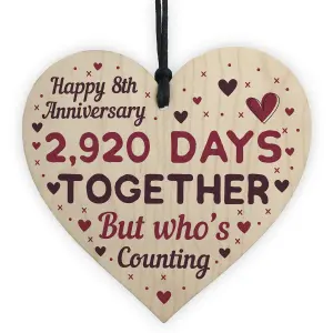 Red Ocean Handmade Wooden Heart Plaque Gift To Celebrate 8th Wedding Anniversary Husband Wife Keepsake