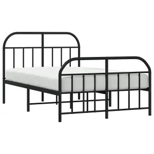 Berkfield Metal Bed Frame with Headboard and Footboard Black 120x190 cm