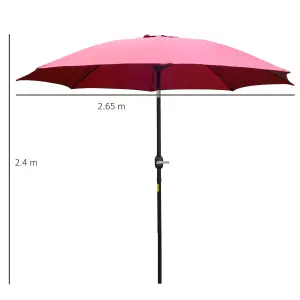 Outsunny 2.7M Patio Umbrella Outdoor Sunshade Canopy Tilt and Crank Wine Red