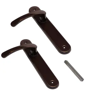 Modern Brown Interior Door Handle Set with Sleek Lever Design and Backplate, Ideal for Bedroom and Bathroom Doors, Durable