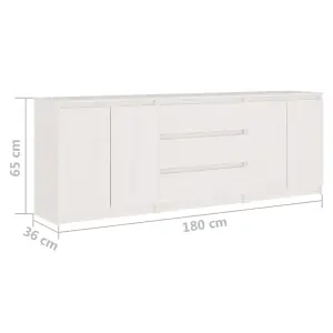 Berkfield Side Cabinet White 180x36x65 cm Solid Pinewood