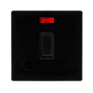 Matt Black Screwless Plate 1 Gang 20A   DP Switch With Flex With Neon - Black Trim - SE Home