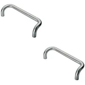 2x Cranked Pull Handle 325 x 25mm 300mm Fixing Centres Satin Stainless Steel