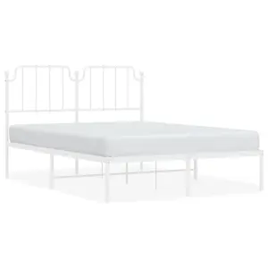 Berkfield Metal Bed Frame without Mattress with Headboard White 140x200cm