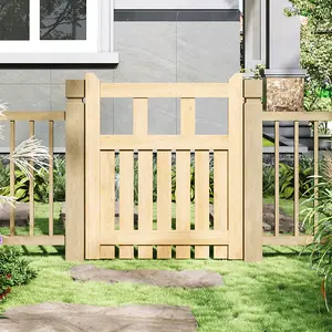 Garden Gate Wooden Fence Door with Door Latch for Home Yard 76cmW x 90cmH