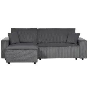 Sofa Bed ABACKA Graphite Grey Corduroy Right Hand