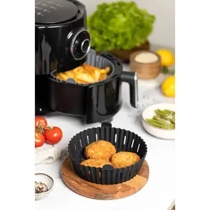 WAFE Round Air Fryer Liner for Tower and Ninja Air Fryer (Set of 2) Black